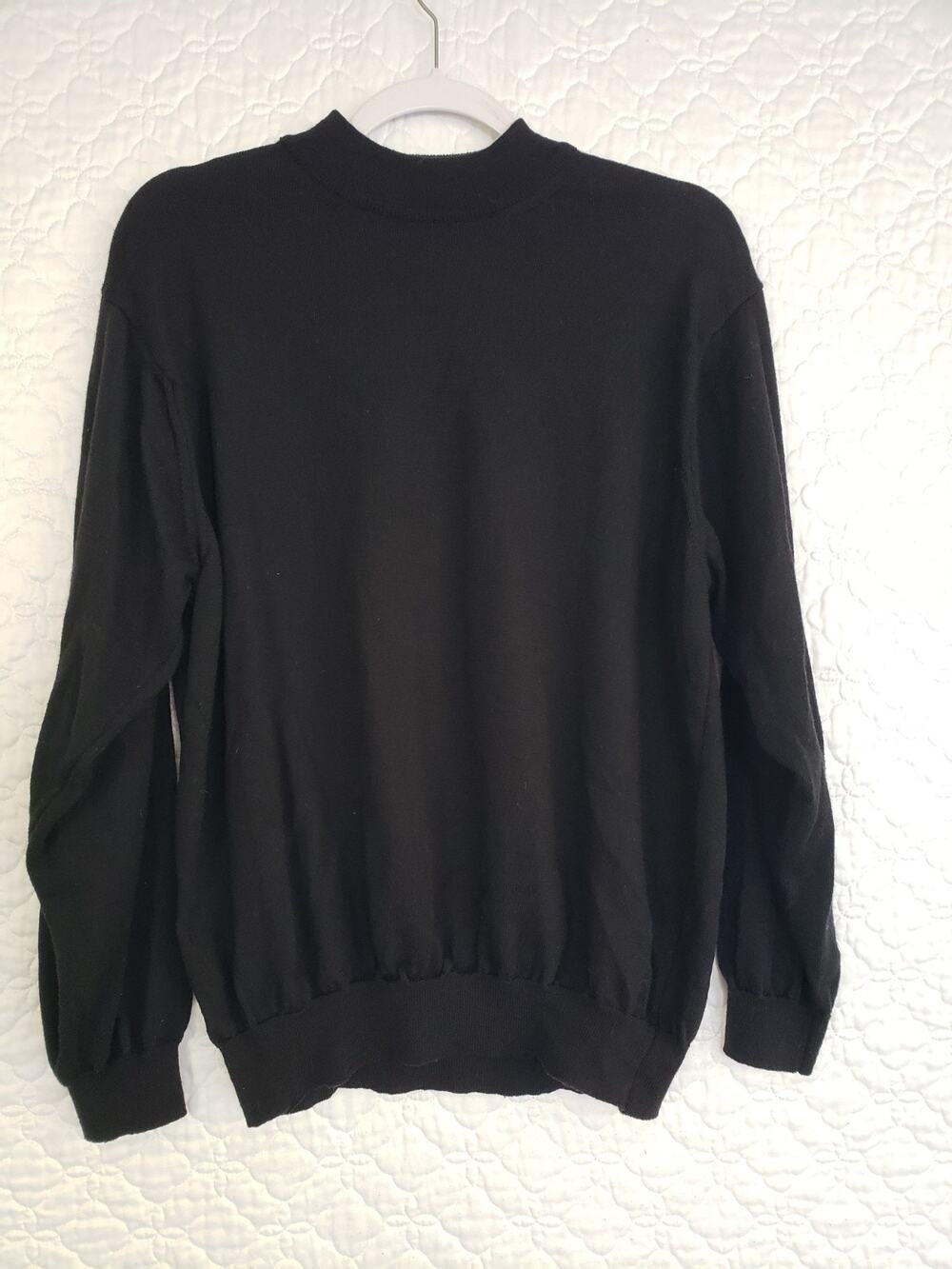Giasone Merino Wool Mock Neck Sweater Mens L Black Office Made in Italy